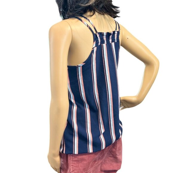 (5 for $25) Pink Rose Double Strap Striped Gauze Tank Top Size Small - Picture 4 of 7